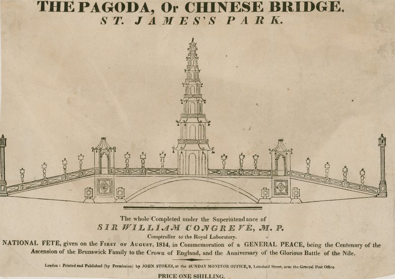 Die Pagode oder chinesische Brücke, St Jamess Park, London von English School