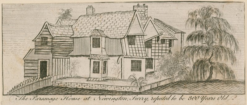 Das Pfarrhaus in Newington, Surrey, angeblich 300 Jahre alt von English School