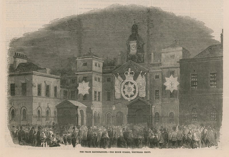 Die Friedensilluminationen bei den Horse Guards von English School