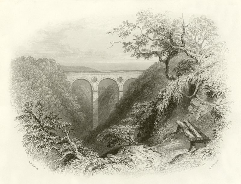 Die Peaths Brücke und Schlucht, Berwickshire von English School