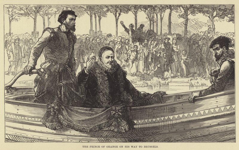 Der Prinz von Oranien auf dem Weg nach Brüssel (Gravur) von English School