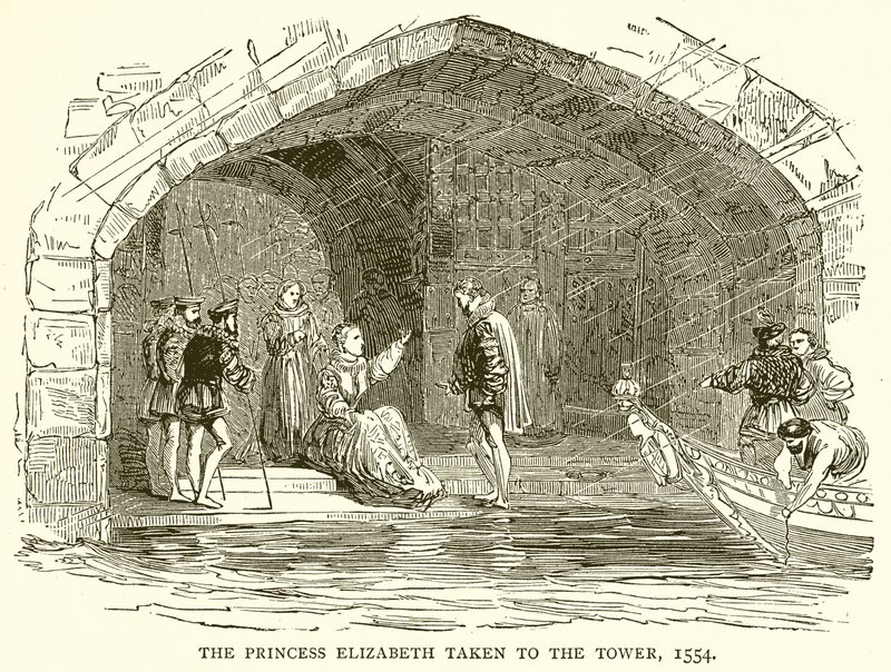 Die Prinzessin Elisabeth wird in den Tower gebracht, 1554 von English School