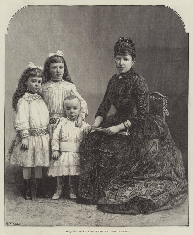 Die Regentin von Spanien und ihre drei Kinder (Stich) von English School