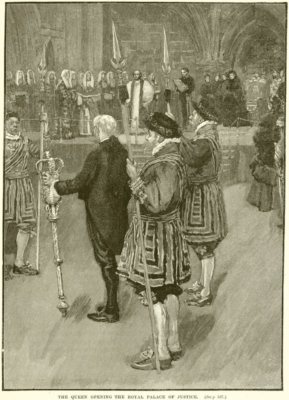 Die Königin eröffnet den Königlichen Justizpalast von English School