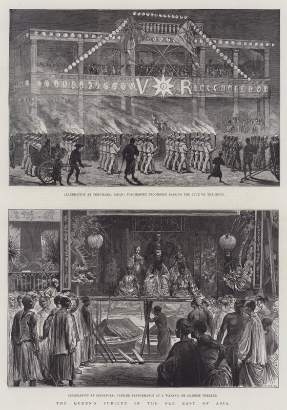 Das Jubiläum der Königin im Fernen Osten Asiens (Gravur) von English School