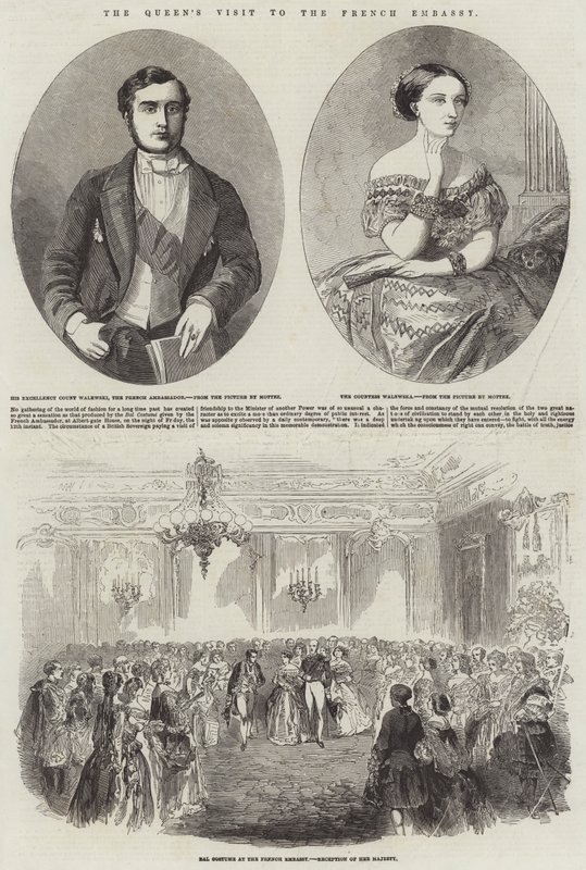 Der Besuch der Königin in der französischen Botschaft (Gravur) von English School