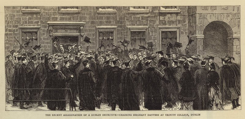 Die jüngste Ermordung eines Dubliner Detektivs, Sergeant Danvers wird am Trinity College, Dublin, gefeiert von English School