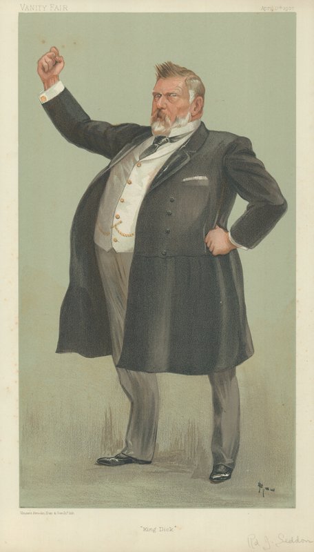 Der Rechte Hon Richard John Seddon, König Dick, 17. April 1902, Vanity Fair Karikatur von English School