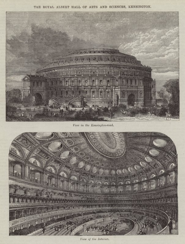 Die Royal Albert Hall of Arts and Sciences, Kensington (Gravur) von English School