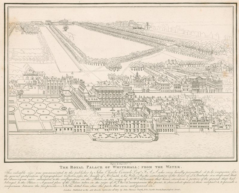 Der königliche Palast von Whitehall, vom Wasser von English School