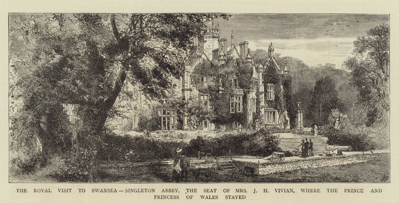 Der königliche Besuch in Swansea, Singleton Abbey, der Sitz von Mrs. J. H. Vivian, wo der Prinz und die Prinzessin von Wales wohnten von English School