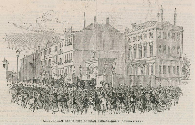 Das Haus des russischen Botschafters; Ashburnham House, Dover Street, London von English School