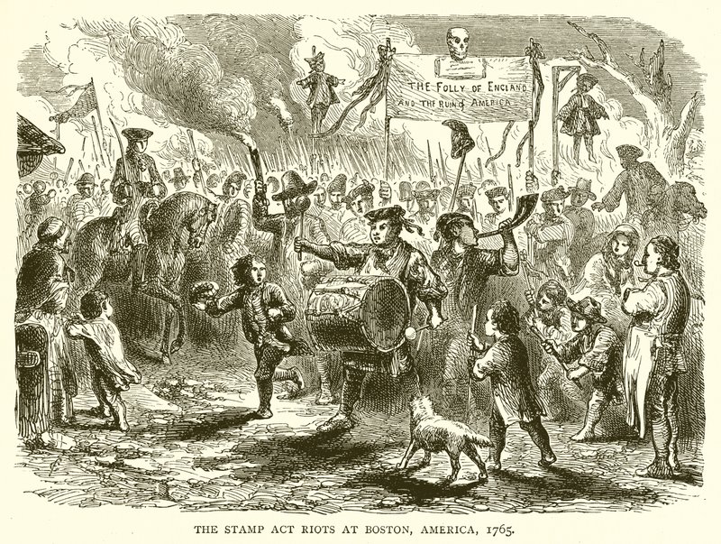Die Stamp Act Unruhen in Boston, Amerika, 1765 von English School