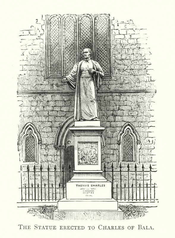 Die Statue errichtet für Charles von Bala (Gravur) von English School