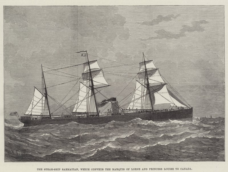 Das Dampfschiff Sarmatian, das den Marquis von Lorne und Prinzessin Louise nach Kanada bringt (Gravur) von English School