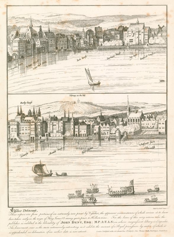The Strand, London, von der Themse im 17. Jahrhundert von English School