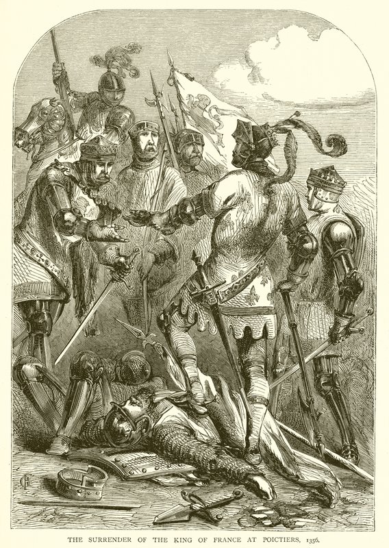 Die Kapitulation des Königs von Frankreich in Poitiers, 1356 von English School