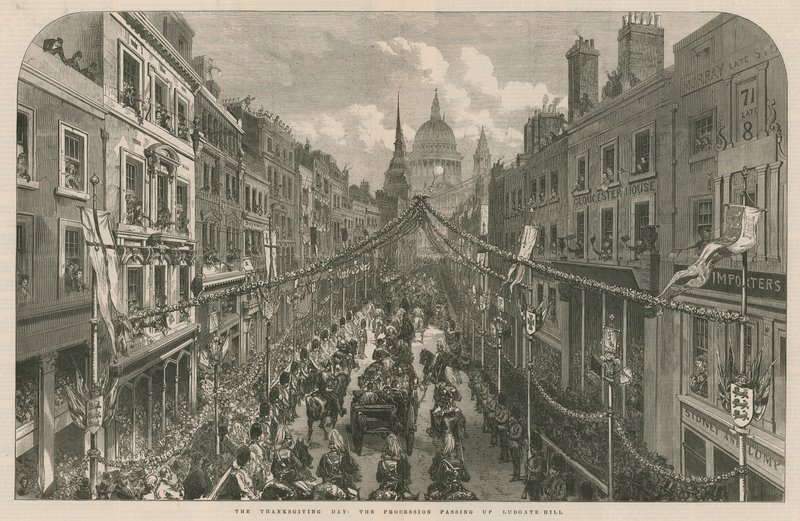 Der Danktag: Die Prozession zieht den Ludgate Hill hinauf von English School
