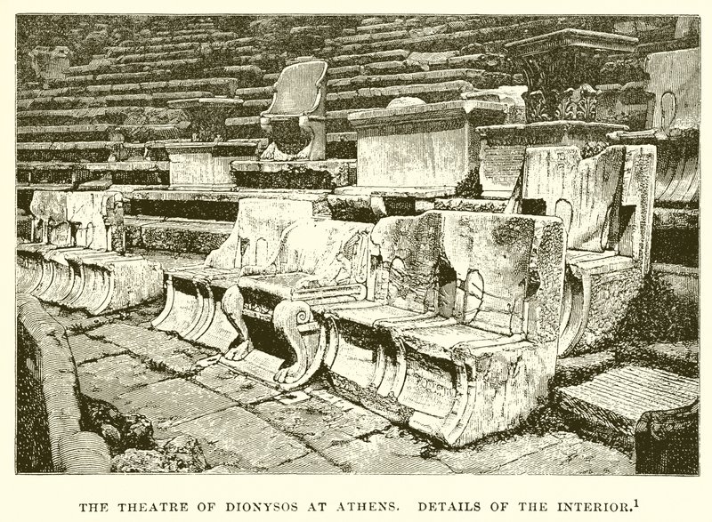 Das Theater des Dionysos in Athen (Details des Innenraums) von English School