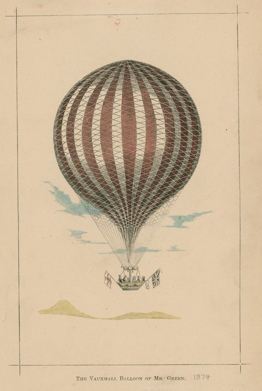 Der Vauxhall-Ballon von Mr. Green; Vauxhall Gardens, London von English School