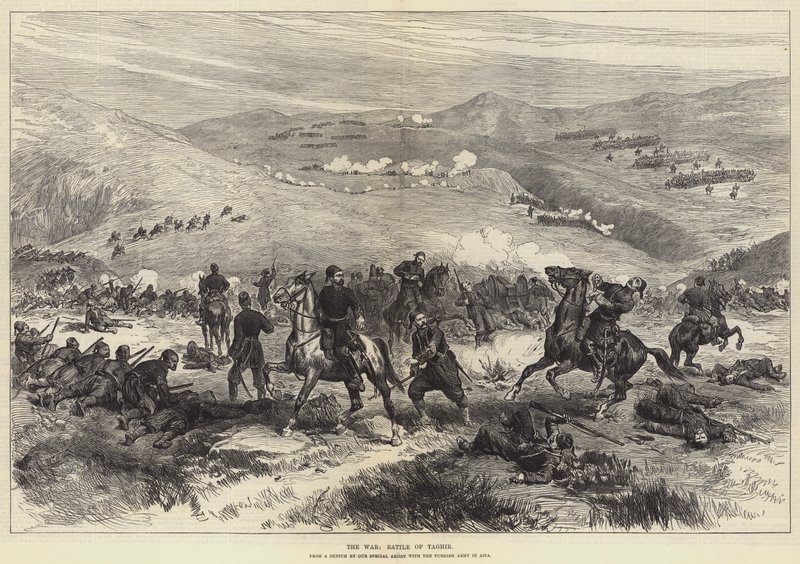 Der Krieg, Schlacht von Taghir (Gravur) von English School