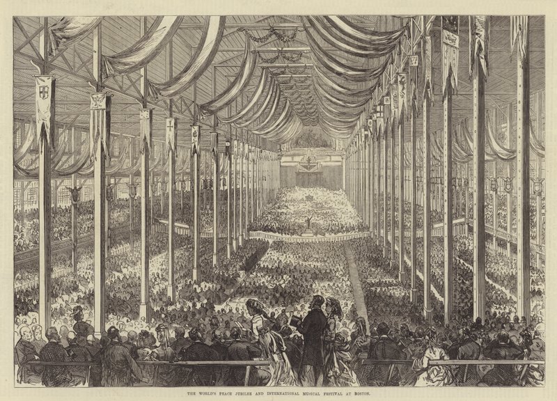 Das Friedensjubiläum der Welt und das Internationale Musikfestival in Boston (Gravur) von English School