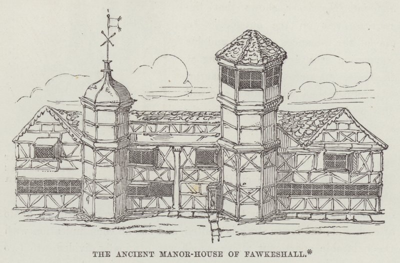 Das alte Herrenhaus von Fawkeshall (Gravur) von English School