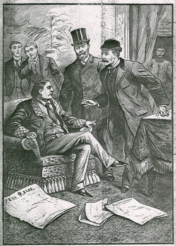 Die Verhaftung von Oscar Wilde: Der Liebling der Londoner Gesellschaft, einer unserer erfolgreichsten Dramatiker und Dichter, wegen einer schrecklichen Anklage verhaftet von English School