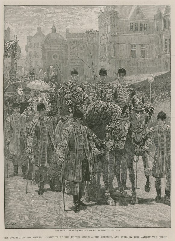 Die Ankunft der Königin im Staat am Imperial Institute von English School