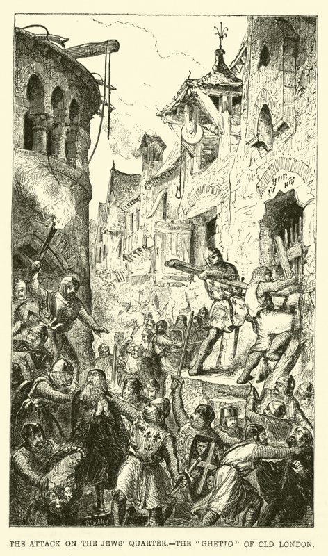 Der Angriff auf das Judenviertel, das Ghetto des alten London von English School