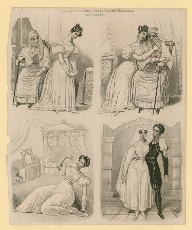 Die Haltungen von Miss Fanny Kemble als Julia von English School