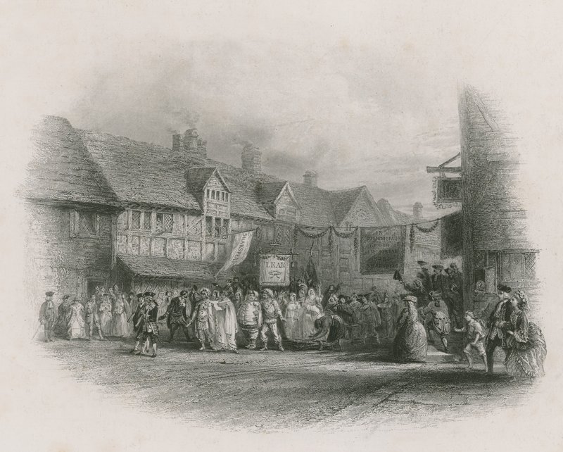 Das Geburtshaus von Shakespeare mit Garricks Jubiläumsprozession von English School