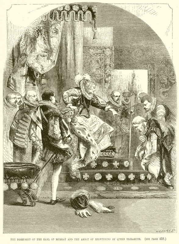 Entlassung des Earl of Murray und des Abtes von Kilwinning durch Königin Elisabeth von English School