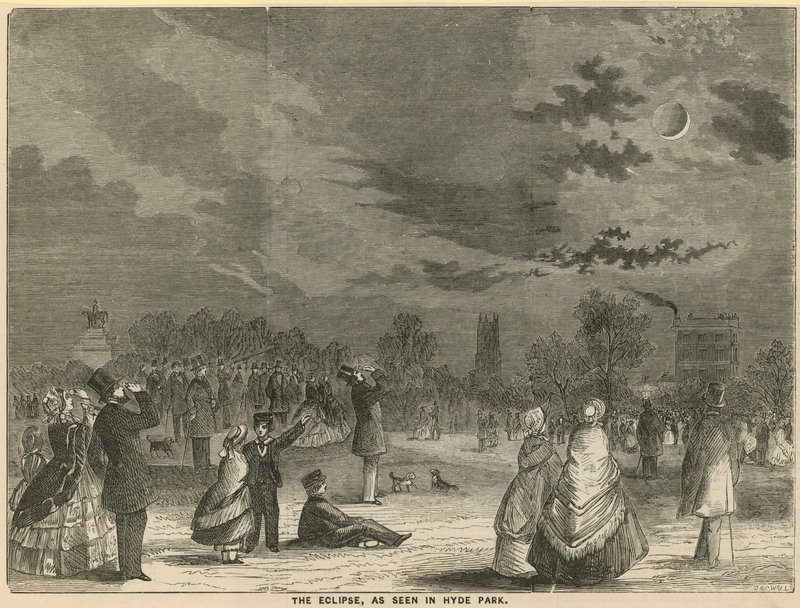 Die Sonnenfinsternis, gesehen im Hyde Park, London von English School