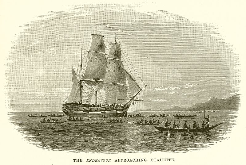 Die Endeavour nähert sich Otaheite von English School