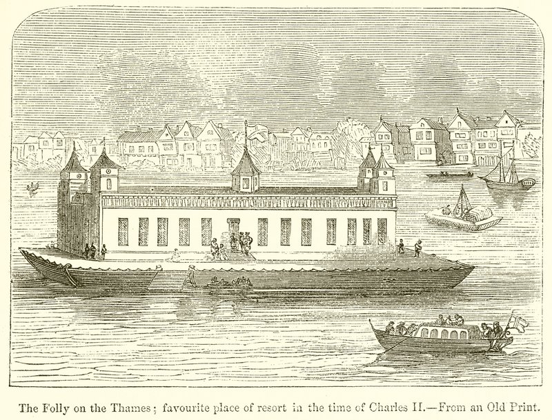 Die Torheit auf der Themse; beliebter Aufenthaltsort zur Zeit von Karl II. von English School