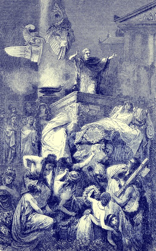 Die Grabrede über einen römischen Helden, Illustration aus Die Illustrierte Geschichte der Welt, veröffentlicht um 1880 von English School