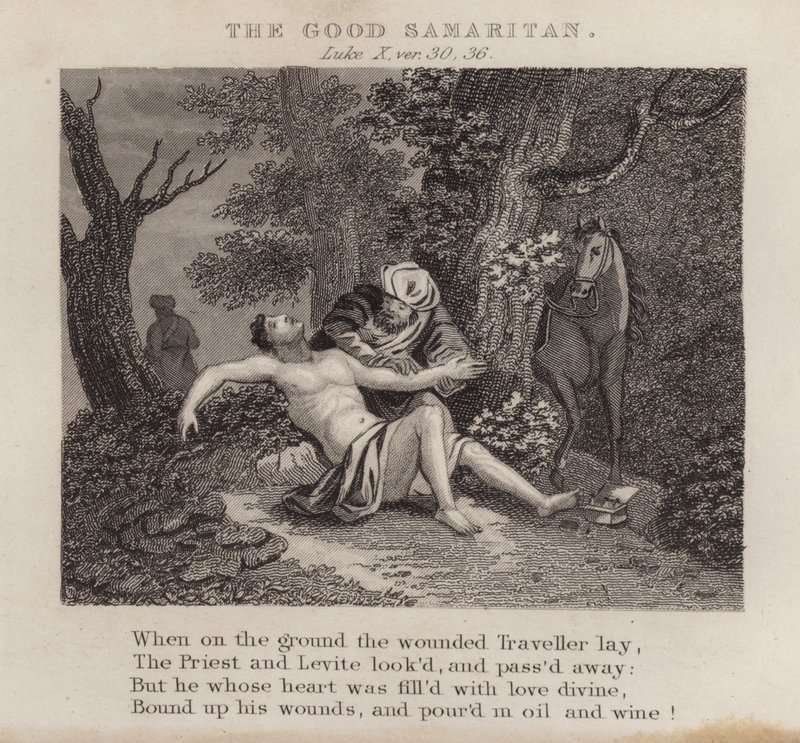 Der barmherzige Samariter, Lukas X, Vers 30, 36 von English School