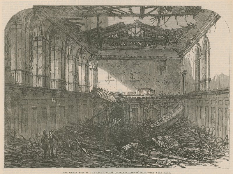Das große Feuer der Stadt: Ruinen der Haberdashers Hall von English School