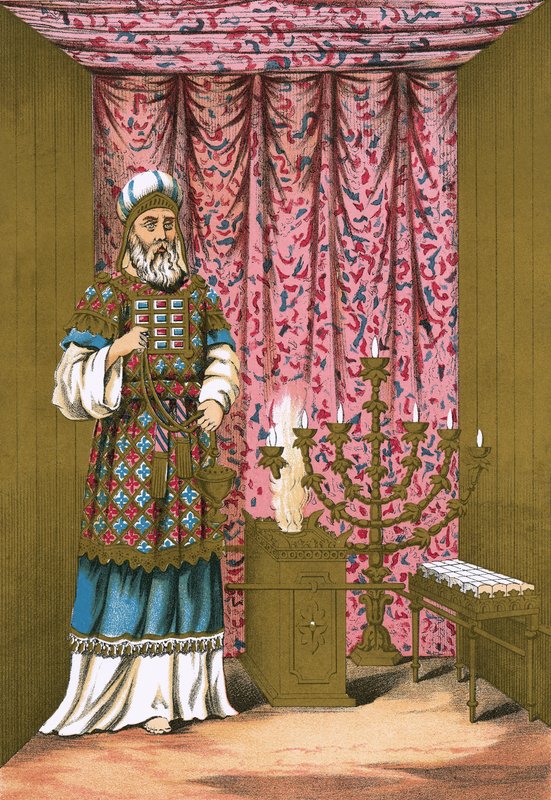 Der Hohepriester mit seinem Ephod und Brustschild im Heiligtum von English School