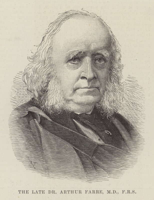Der verstorbene Dr. Arthur Farre, MD, FRS (Gravur) von English School