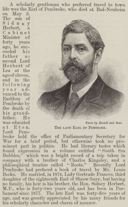 Der verstorbene Earl of Pembroke von English School