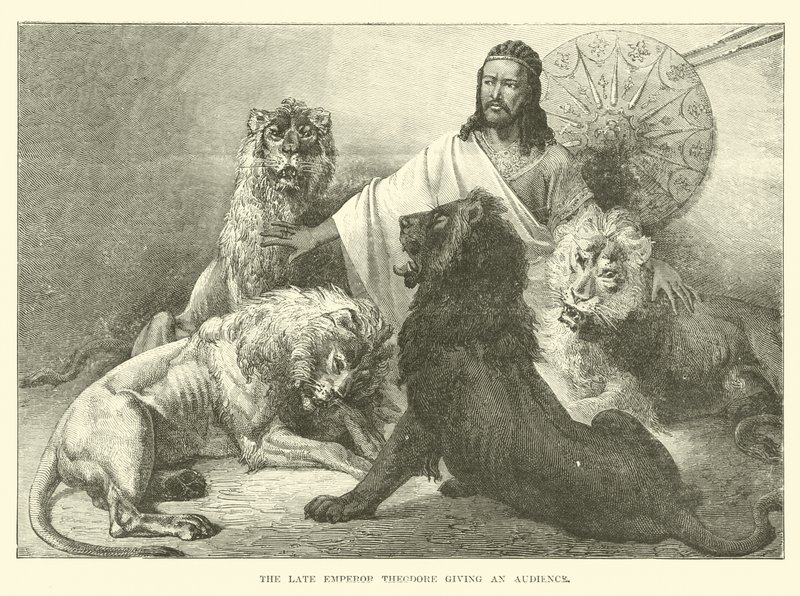 Der verstorbene Kaiser Theodor gibt eine Audienz von English School