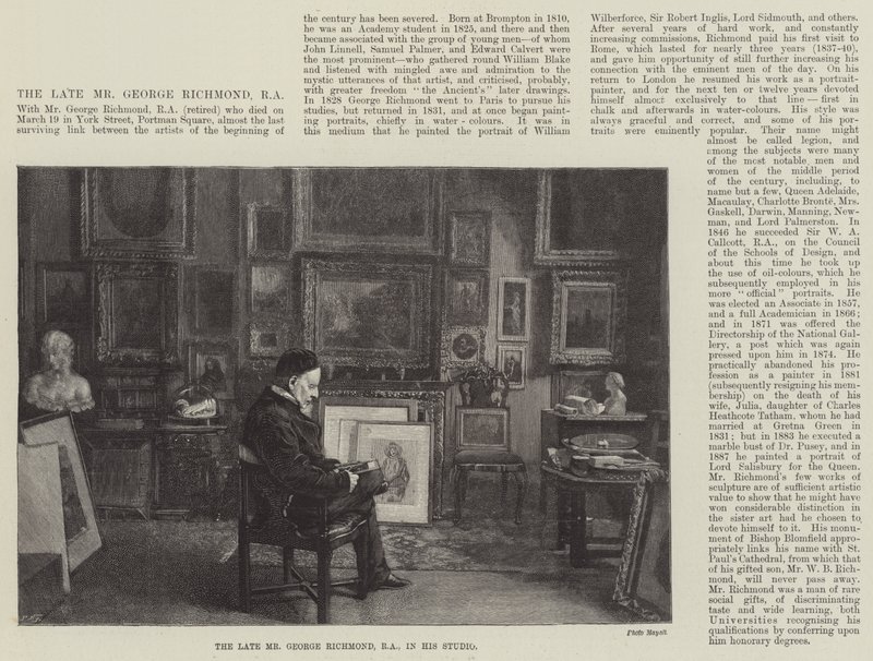 Der verstorbene Herr George Richmond, RA, in seinem Studio (Stich) von English School