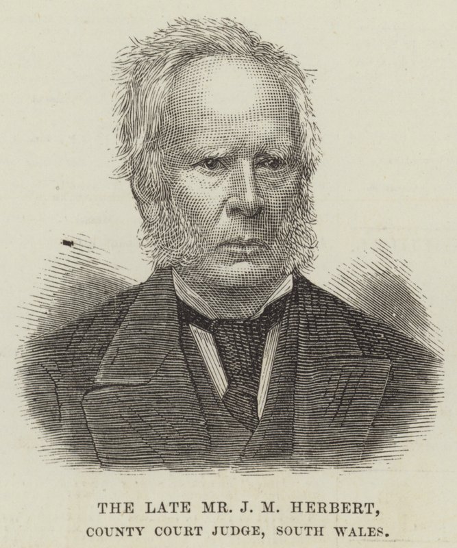 Der verstorbene Herr J M Herbert, Bezirksrichter, Südwales (Stich) von English School