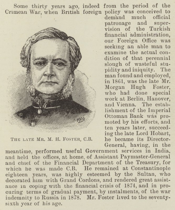Der verstorbene Mr. M H Foster, CB (Gravur) von English School