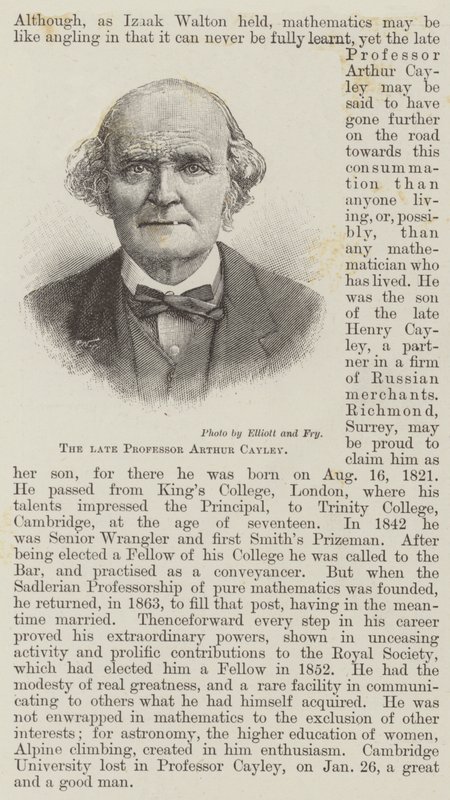 Der verstorbene Professor Arthur Cayley von English School