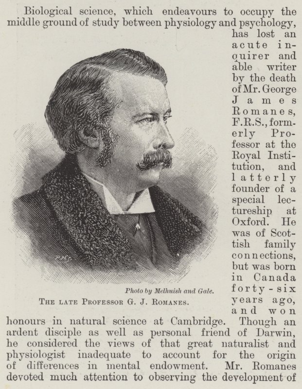 Der verstorbene Professor G J Romanes (Gravur) von English School