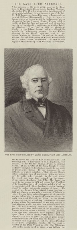 Der verstorbene ehrenwerte Henry Austin Bruce, erster Lord Aberdare (Gravur) von English School