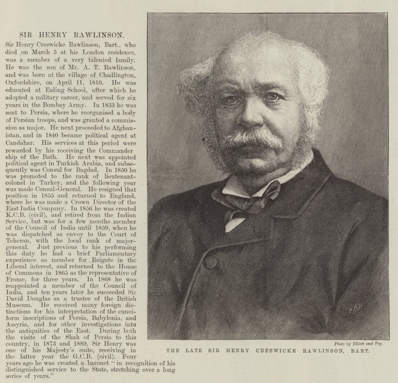 Der verstorbene Sir Henry Creswicke Rawlinson, Baronet von English School